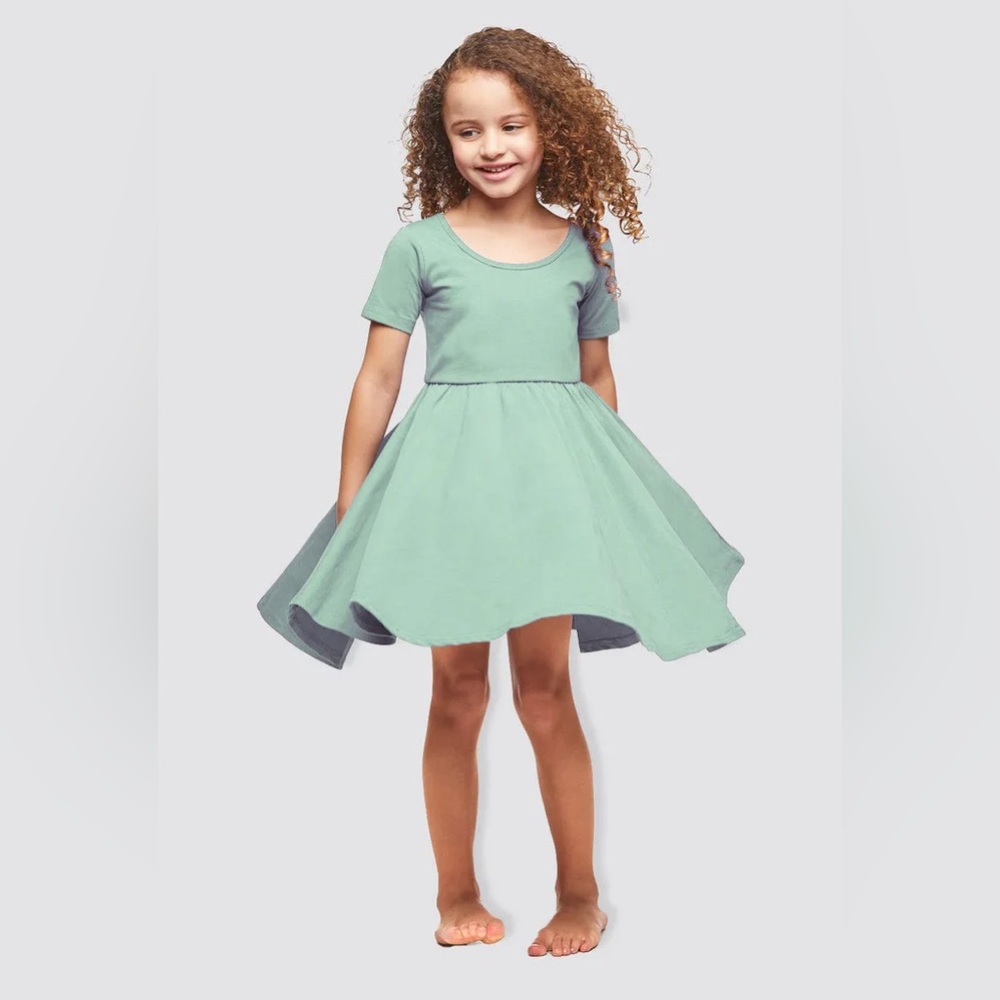 Little Snuggles Bamboo Sage Twirl Dress 5T Girls